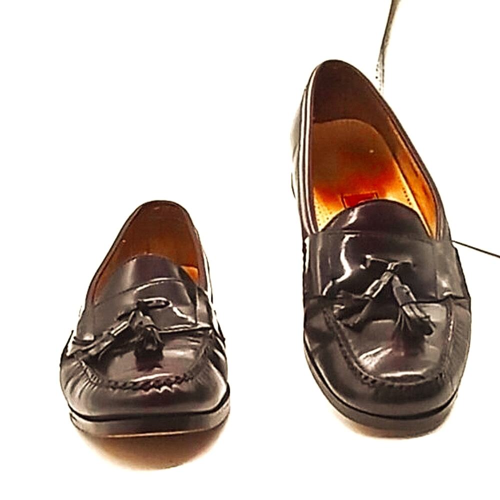 Cole Haan City Loafers Tassel Shoes Men's 10.5 D Burgundy Leather Made in Italy